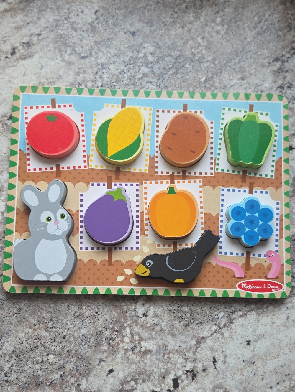 Melissa & Doug Kids Wooden Farm Puzzle - Colorful Fruit & Veggies